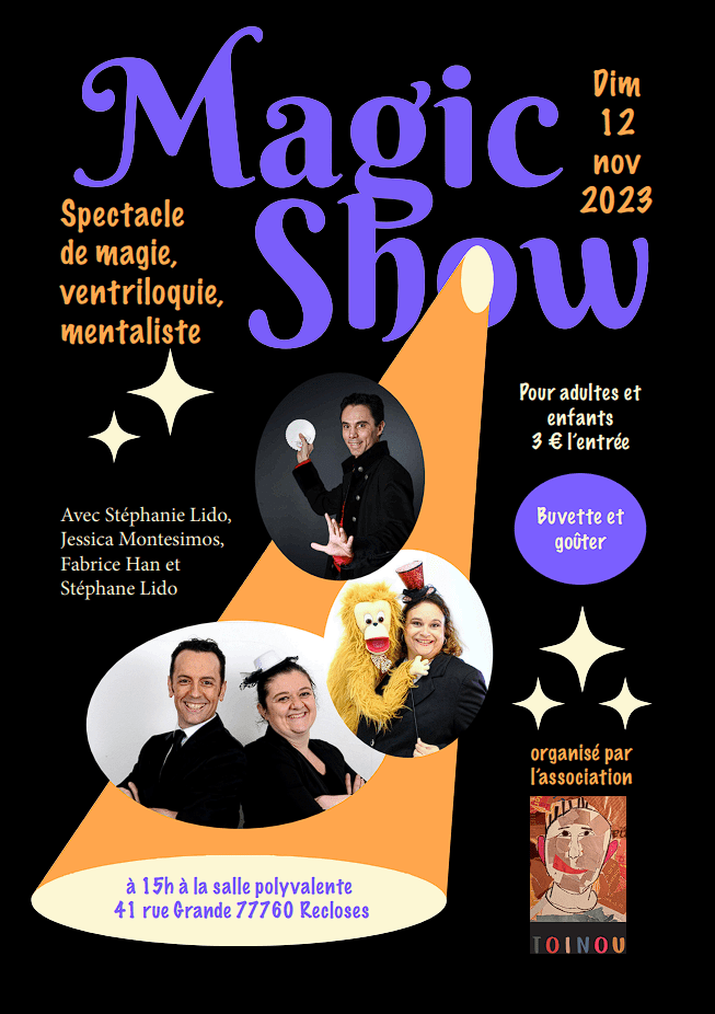 Spectacle Magic Show TOINOU 12 Novembre&nbsp;2023